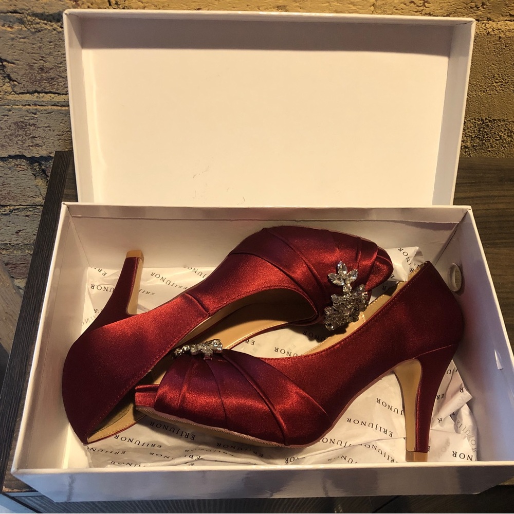 PeepToe Mid Heel w/ Rhinestones